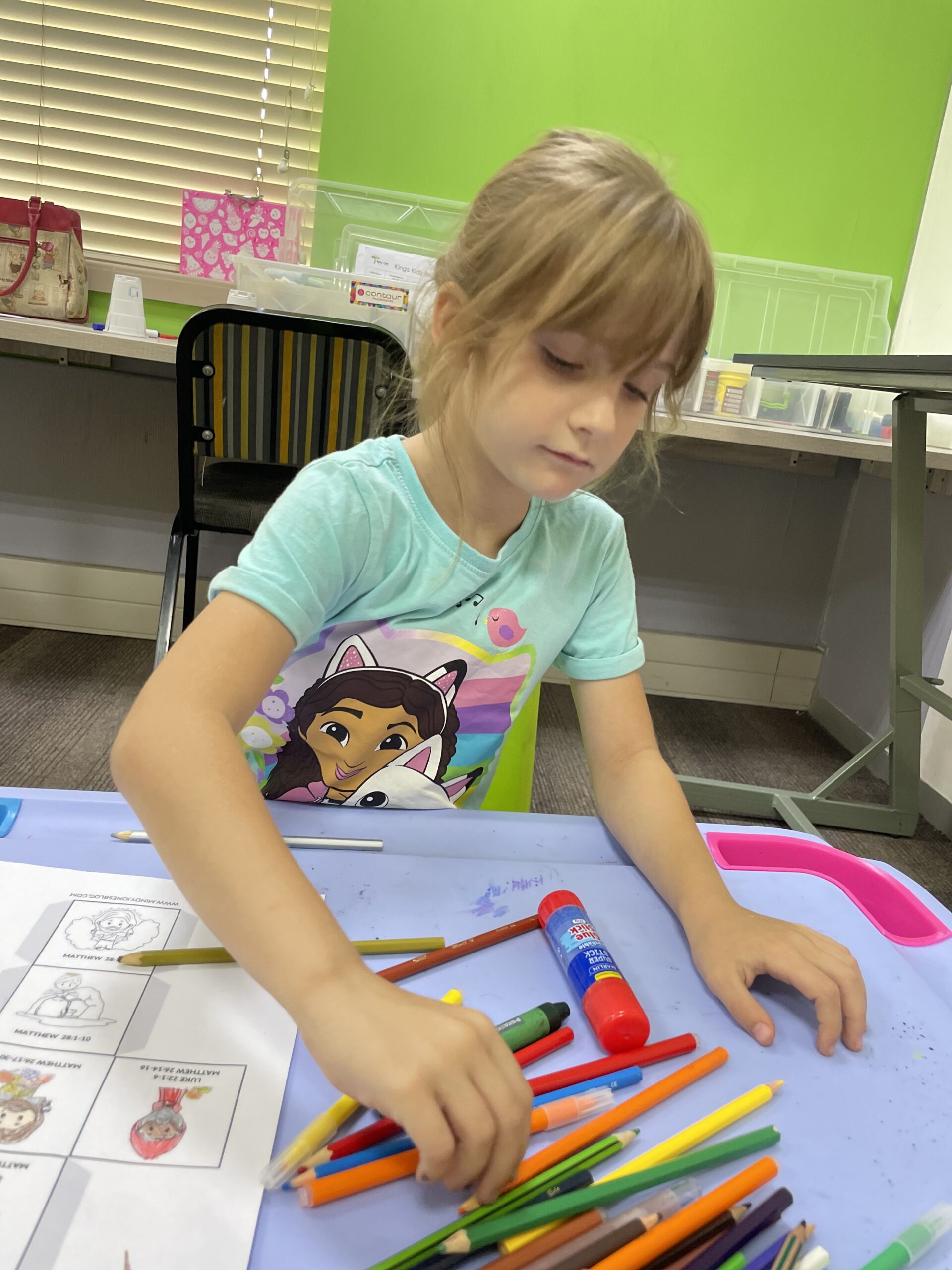 Girl focused on craft