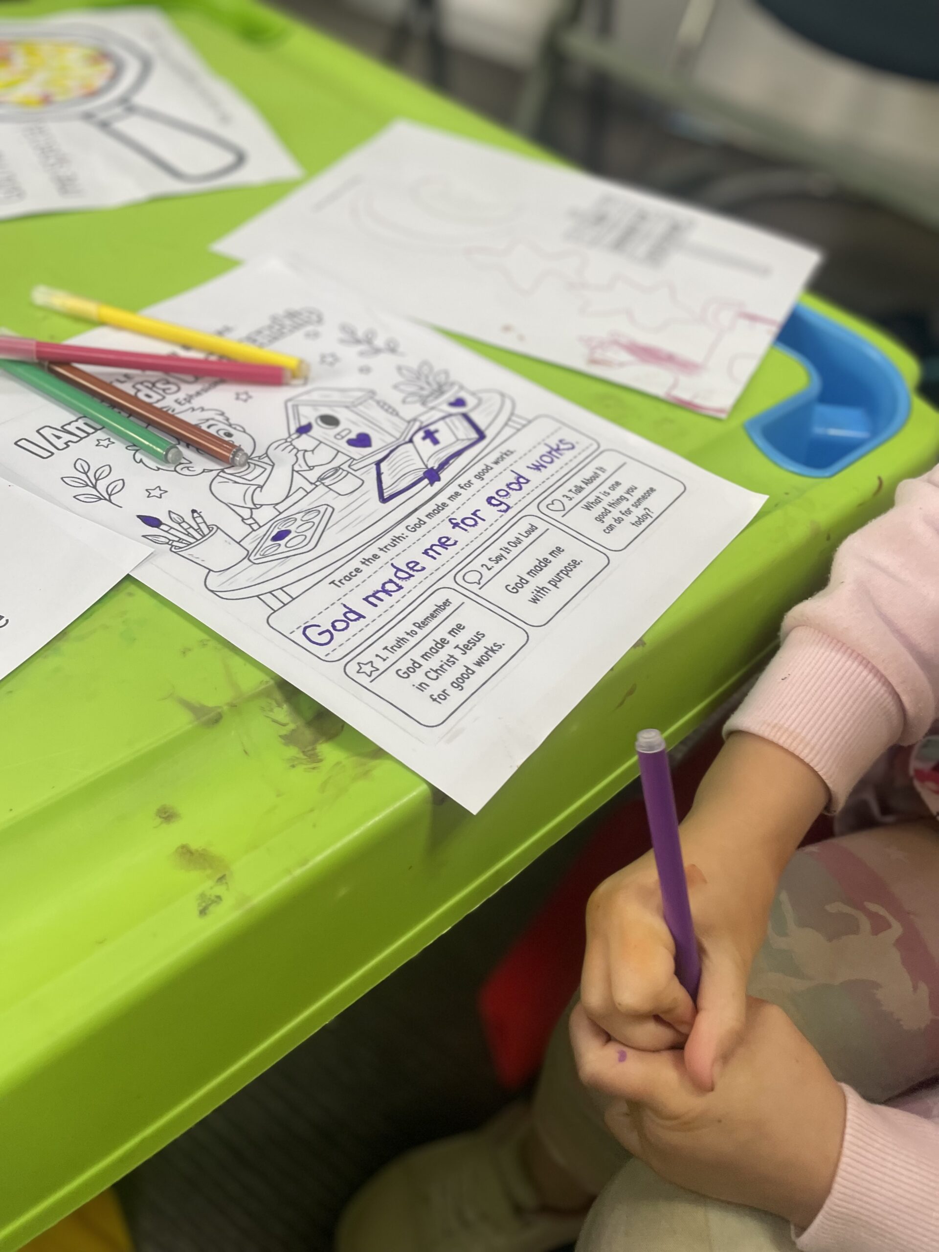 God made me for good works colouring sheet Ephesians 2:10